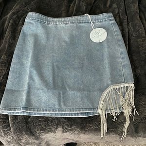 Jean Skirt with Rhinestones
